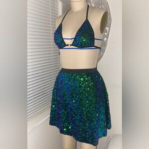 Sequin Bra and Skirt set handmade by me